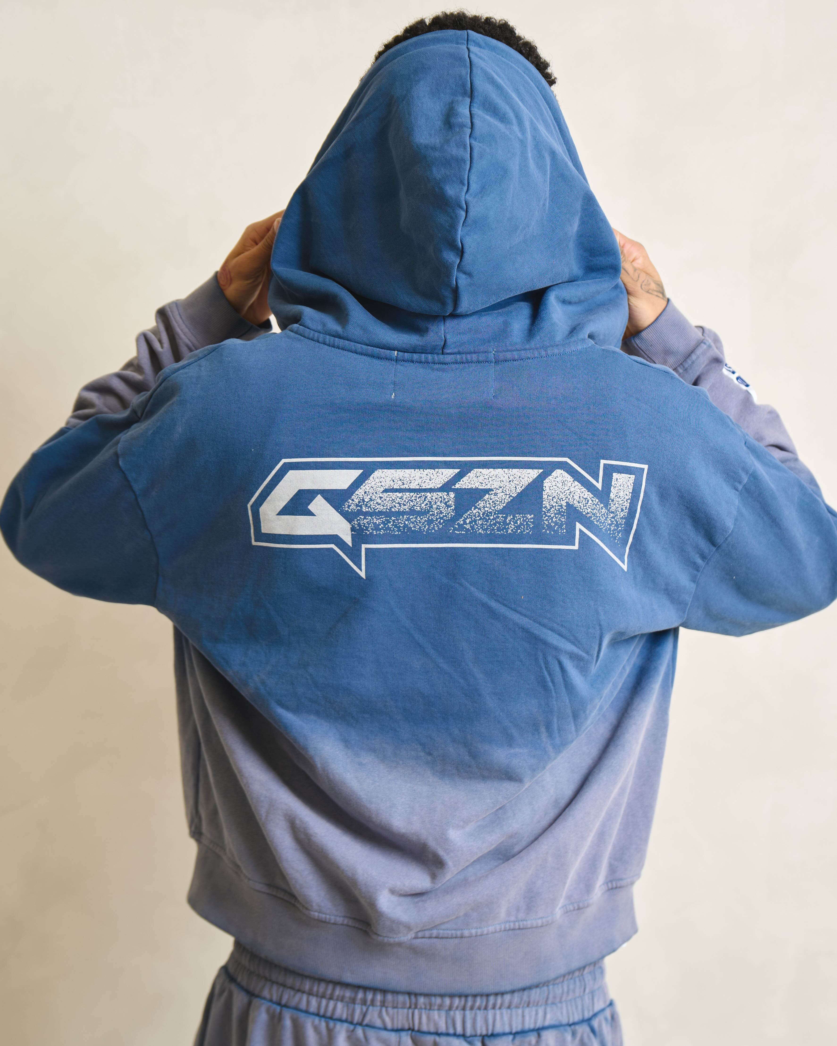 Azure Fade “GHFE” Cropped Hoodie