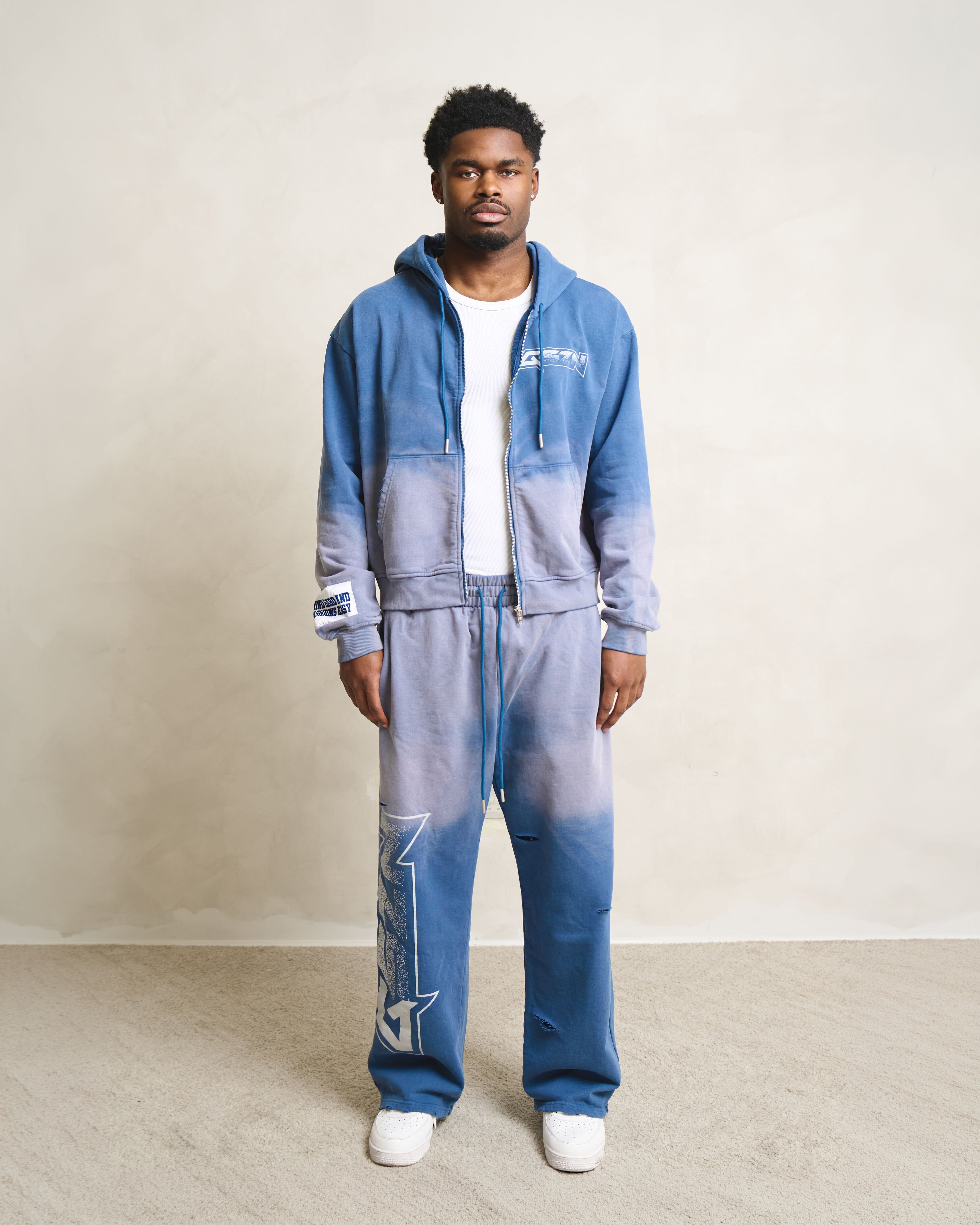 Azure Fade “GHFE” Cropped Hoodie