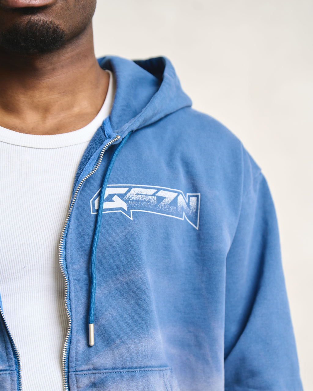Azure Fade “GHFE” Cropped Hoodie