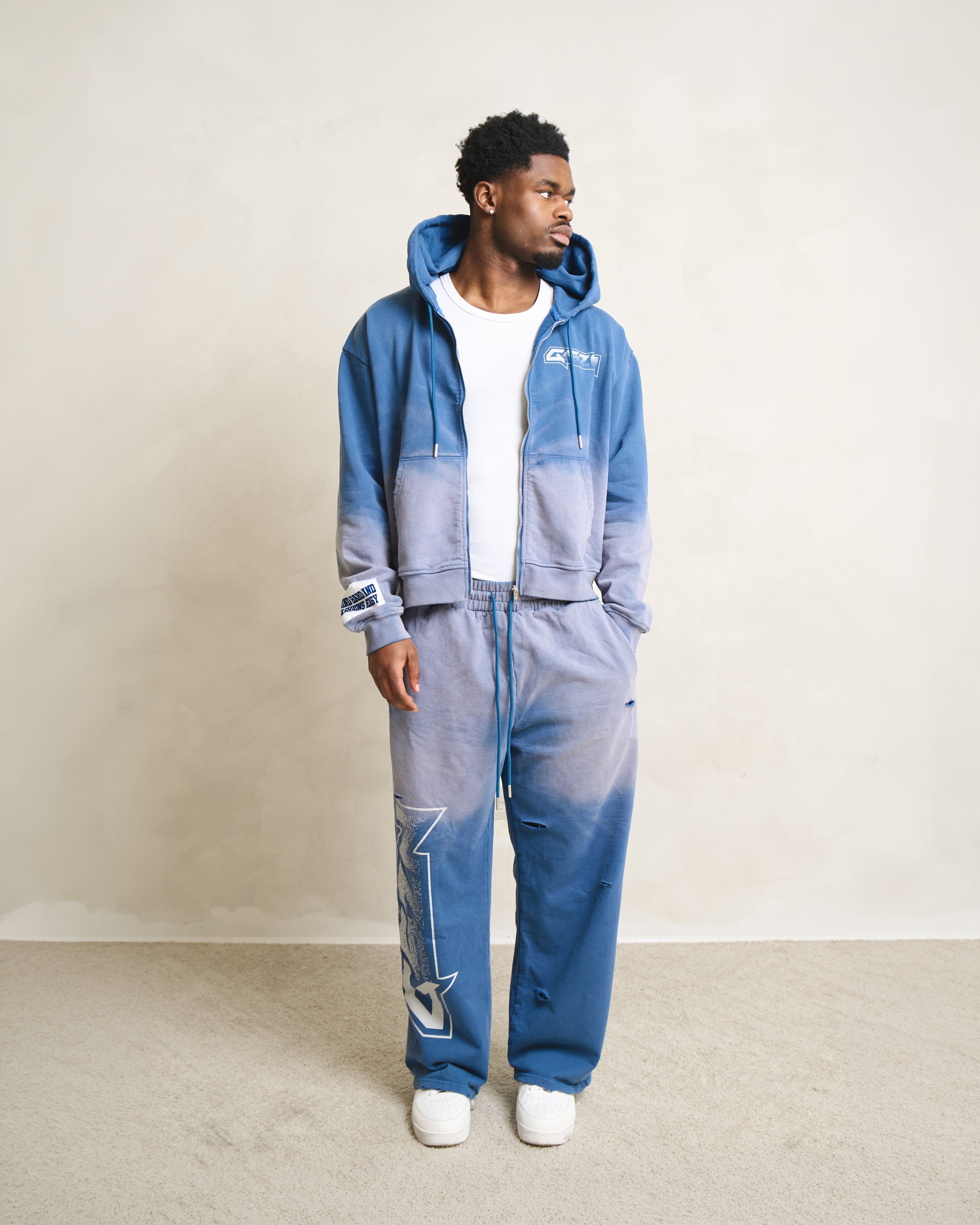 Azure Fade “GHFE” Cropped Hoodie